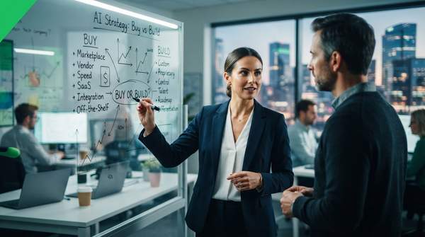 Editorial illustration for Buy or Build: How Mid-Market Leaders Should Choose Their AI Integration Strategy
